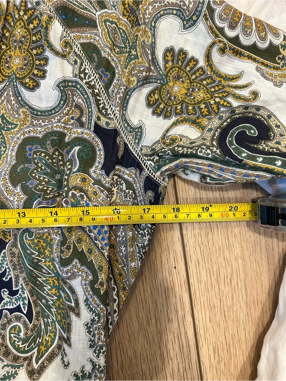 Veronica Beard Paisley Long Sleeve Midi Dress in White and Olive - Picture 7 of 9